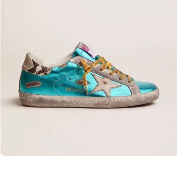 Golden Goose Shoes - Golden Goose Turquoise Super-Star LTD sneakers snake-print heel tab sz 38